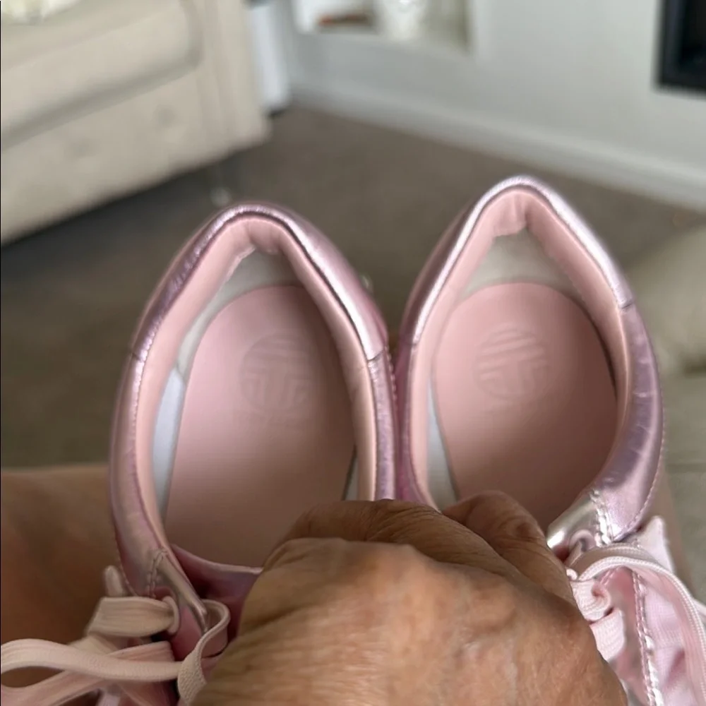 Tory Sport Pink Metallic Sneakers with White Soles